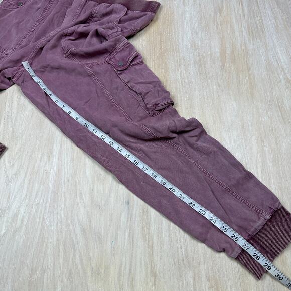 Anthropologie Mauve Cargo Pull On Urban Explorer Casual Jogger Pants Medium TALL - Picture 12 of 15